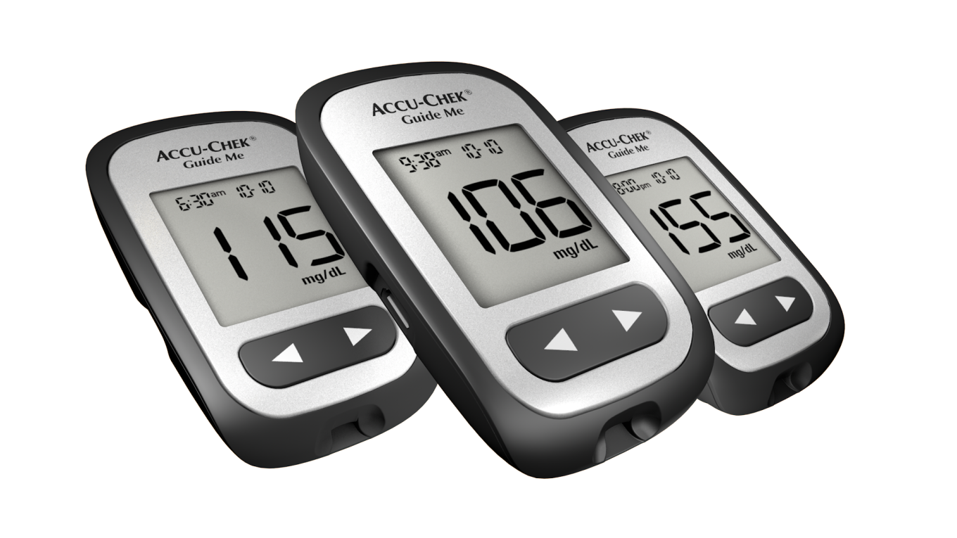 3 Accu-Chek Guide Me blood glucose meters
